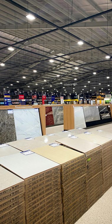 Tiles on Shelves in Building Hypermarket